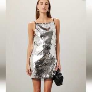 SimonMiller Silver Sequin Cocktail Dress Size 10 Preloved